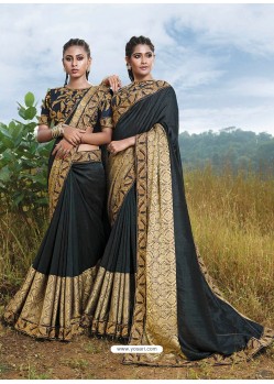 Grey Designer Party Wear Fancy Art Silk Sari