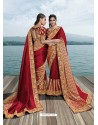 Crimson Designer Party Wear Fancy Art Silk Sari