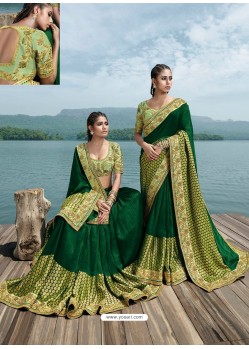 Dark Green Designer Party Wear Fancy Art Silk Sari