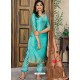 Turquoise Heavy Party Wear Banarasi Jacquard Palazzo Suit