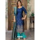 Navy Blue Heavy Party Wear Banarasi Jacquard Palazzo Suit