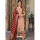 Beige Heavy Party Wear Banarasi Jacquard Palazzo Suit