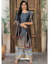 Grey Heavy Party Wear Banarasi Jacquard Palazzo Suit