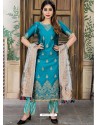 Blue Heavy Party Wear Banarasi Jacquard Palazzo Suit