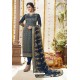 Navy Blue Kostub Silk Heavy Embroidered Churidar Suit