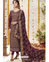 Purple Kostub Silk Heavy Embroidered Churidar Suit