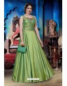 Green Soft Silk Designer Readymade Gown