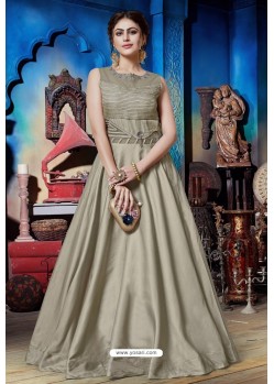 Taupe Soft Silk Designer Readymade Gown