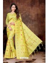 Yellow Art Silk Embroidered Designer Saree