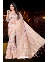 Baby Pink Art Silk Zari Worked Designer Saree