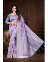 Lavender Art Silk Zari Worked Designer Saree