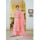 Light Pink Organza Embroidered Designer Palazzo Suit