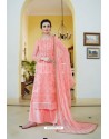 Light Pink Organza Embroidered Designer Palazzo Suit