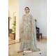 Light Grey Organza Embroidered Designer Palazzo Suit