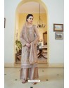 Light Brown Organza Embroidered Designer Palazzo Suit
