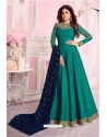 Teal Silk Designer Party Wear Anarkali Suit