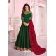 Dark Green Silk Designer Party Wear Anarkali Suit