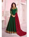 Dark Green Silk Designer Party Wear Anarkali Suit