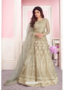 Taupe Net Designer Party Wear Anarkali Suit