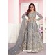 Grey Net Designer Party Wear Anarkali Suit