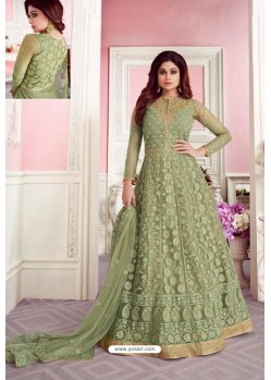 Green Net Designer Party Wear Anarkali Suit