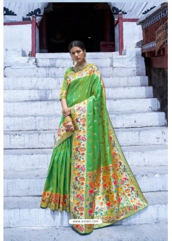 Green Designer Party Wear Silk Sari