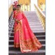 Light Red Designer Party Wear Silk Sari