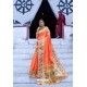 Light Orange Designer Party Wear Silk Sari