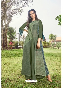 Mehendi Modal Jacquard Thread Worked Designer Kurti