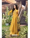 Yellow Modal Jacquard Thread Worked Designer Kurti