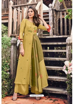 Latest Marigold Modal Jacquard Thread Worked Designer Kurti