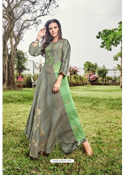 Grey Modal Jacquard Thread Worked Designer Kurti