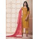 Mustard Party Wear Designer Pure Cotton Salwar Suit