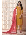 Mustard Party Wear Designer Pure Cotton Salwar Suit