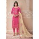 Hot Pink Party Wear Designer Pure Cotton Salwar Suit