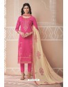 Hot Pink Party Wear Designer Pure Cotton Salwar Suit