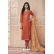 Rust Party Wear Designer Pure Cotton Salwar Suit