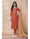 Rust Party Wear Designer Pure Cotton Salwar Suit