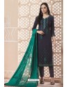 Navy Blue Party Wear Designer Pure Cotton Salwar Suit