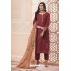 Maroon Party Wear Designer Pure Cotton Salwar Suit