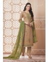 Beige Party Wear Designer Pure Cotton Salwar Suit