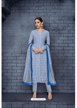 Blue Designer Heavy Foux Georgette Salwar Suit