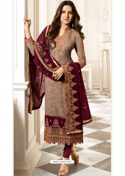 Light Brown Special Designer Embroidered Churidar Salwar Suit