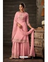 Pink Heavy Designer Crepe Sharara Suit