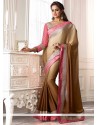 Genius Brown Shaded Faux Chiffon Party Wear Saree