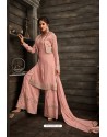 Baby Pink Heavy Designer Crepe Sharara Suit