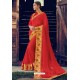 Red Designer Party Wear Chiffon Sari