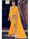 Yellow Designer Party Wear Chiffon Sari