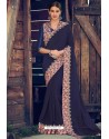 Navy Blue Designer Party Wear Chiffon Sari