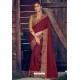 Wine Designer Party Wear Georgette Sari